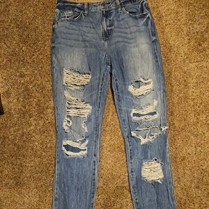 Cello Women's Ripped Blue Skinny Jeans